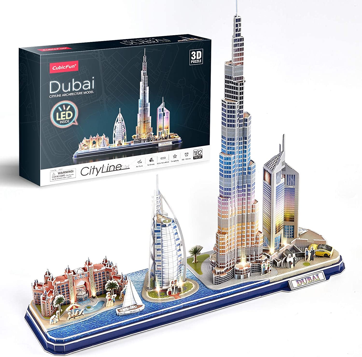 3D Puzzles for Kids Ages 8-10 LED Dubai Cityline, Arts and Crafts for Kids Ages 8-12 STEM Projects for Kids Ages 8-12 Gifts for 8 Year Old Toys for 8 Year Old Girls Lighting Architecture