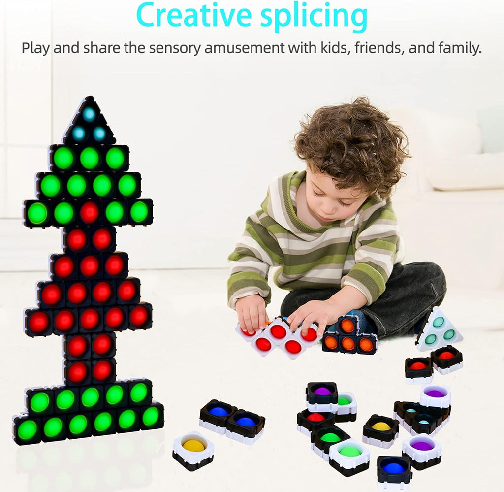 Pop Fidget Sensory Toys,  20 Pcs Puzzles Building Blocks Fidget Toys Pack Autism Stress Relief Toy for Kids Children Adults