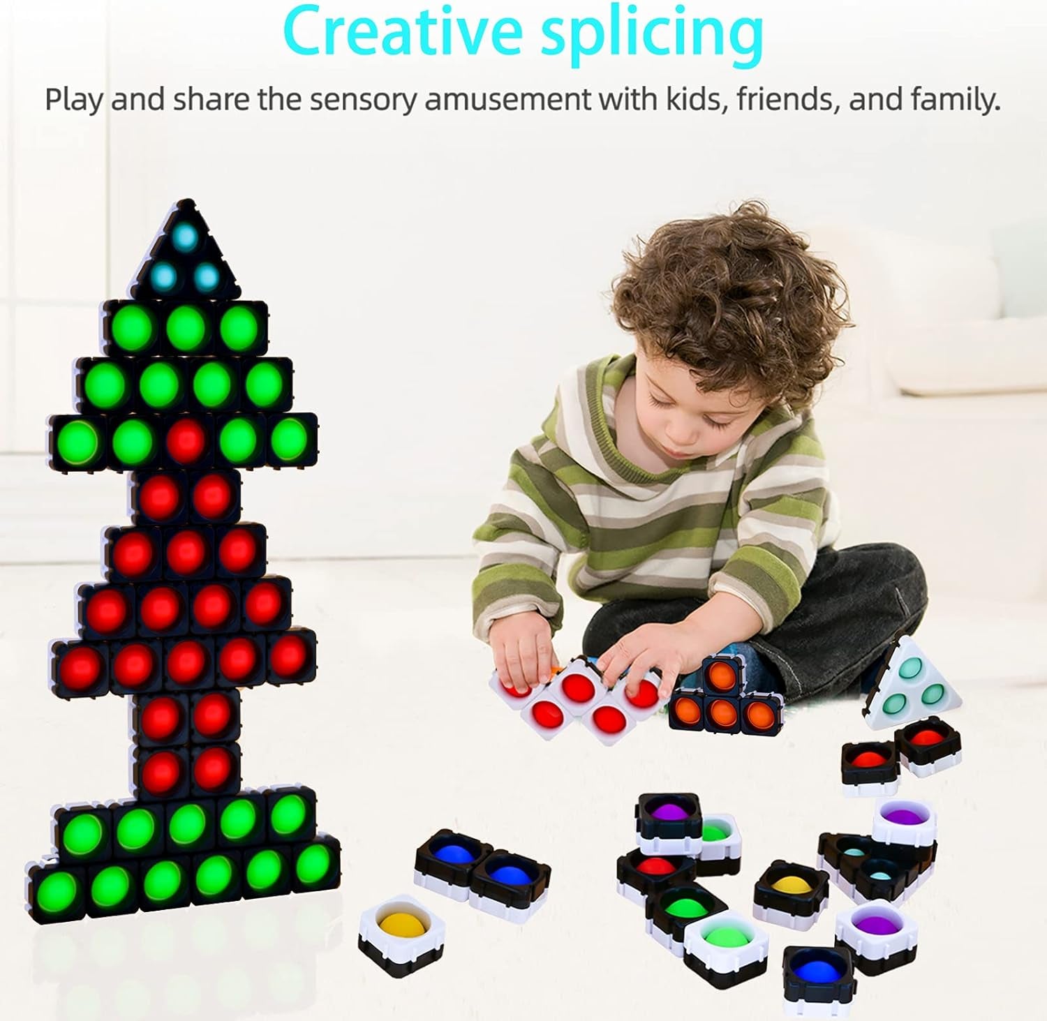 Pop Fidget Sensory Toys,  20 Pcs Puzzles Building Blocks Fidget Toys Pack Autism Stress Relief Toy for Kids Children Adults
