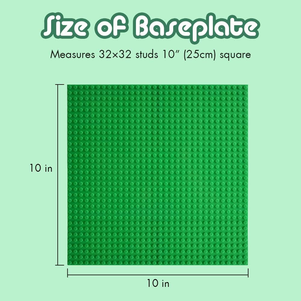 Classic Baseplates Building Base Plates for Building Bricks 100% Compatible with Major Brands-Baseplates 10" X 10", Pack of 12