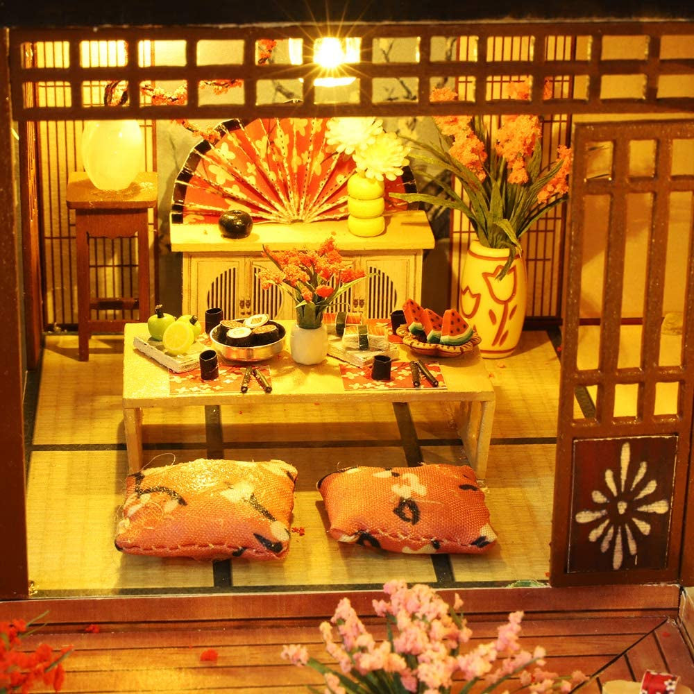 DIY Dollhouse Miniature Kit with Furniture, Miniature House Kit 3D Wooden Miniature House with Dust Cover and Music Movement, Miniature Dolls House Kit (P06)