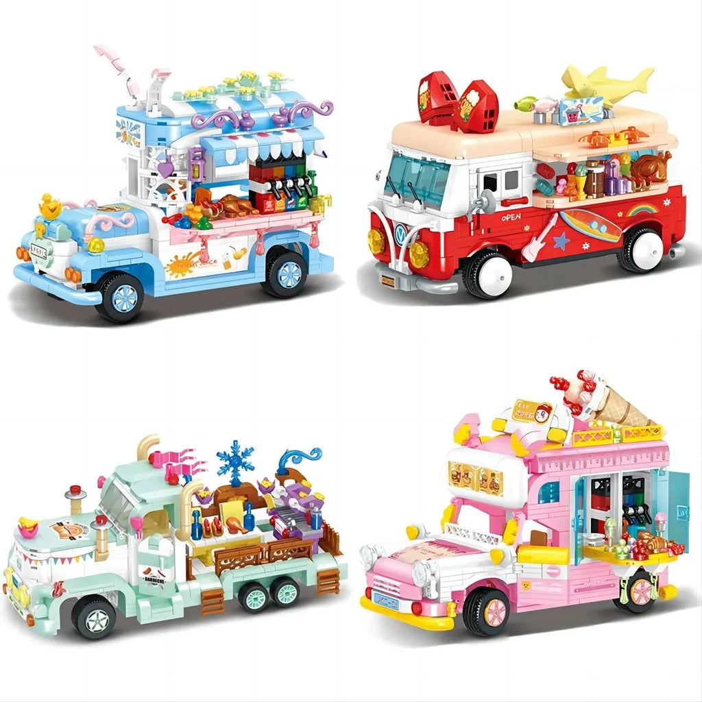 Toylinx 641PCS Building Blocks Mini Car Ice Cream Truck Model, Street View Series Christmas Xmas Best Gift for Girls with Box
