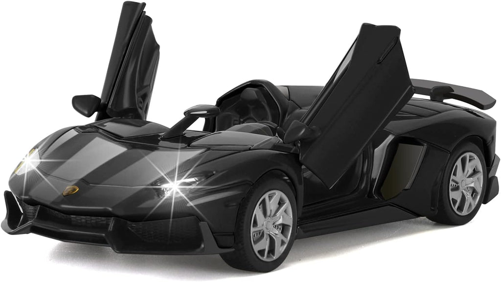 Toy Car 1/32 Roadster Metal Die-Cast Model Car with Sound and Light for 3 4 5 6 7 Year Old Boy Toy (Black)