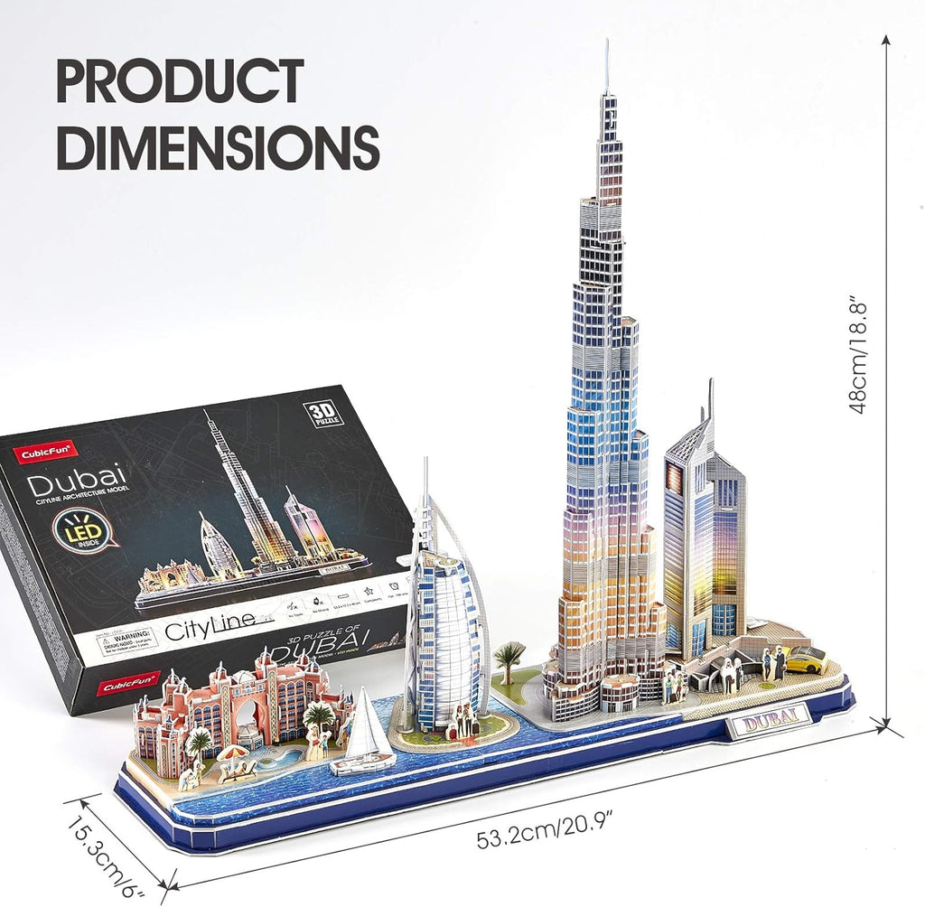 3D Puzzles for Kids Ages 8-10 LED Dubai Cityline, Arts and Crafts for Kids Ages 8-12 STEM Projects for Kids Ages 8-12 Gifts for 8 Year Old Toys for 8 Year Old Girls Lighting Architecture