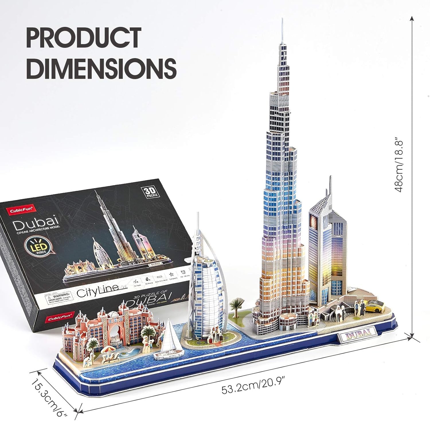 3D Puzzles for Kids Ages 8-10 LED Dubai Cityline, Arts and Crafts for Kids Ages 8-12 STEM Projects for Kids Ages 8-12 Gifts for 8 Year Old Toys for 8 Year Old Girls Lighting Architecture