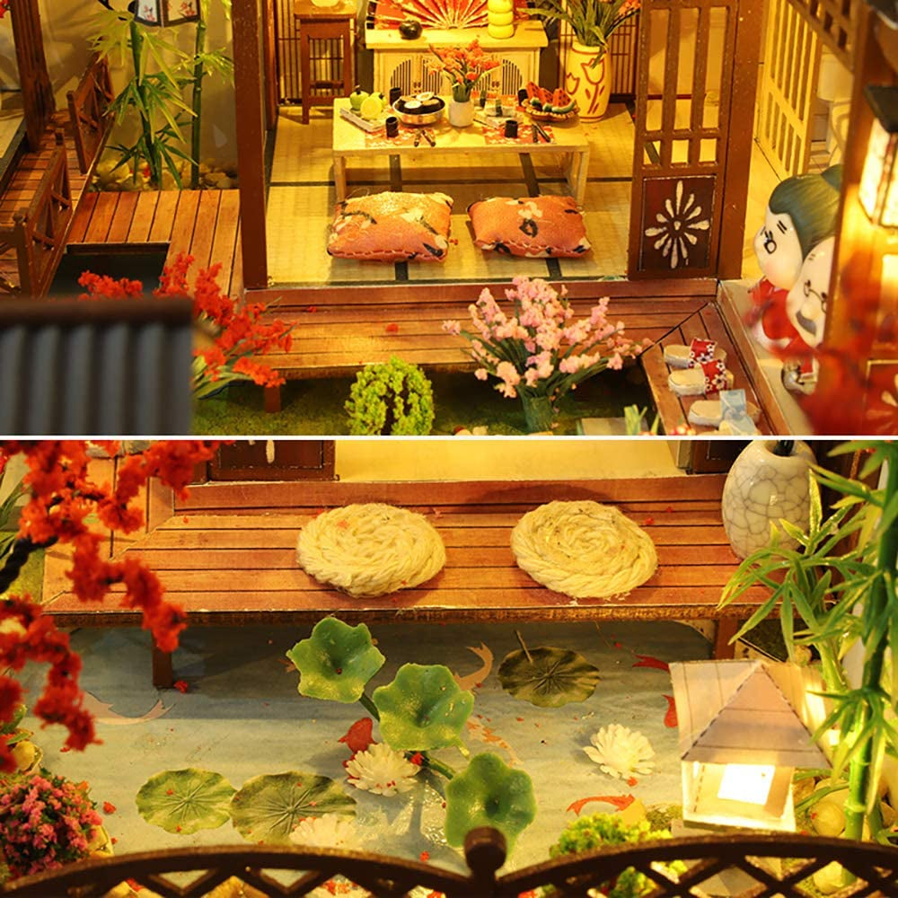 DIY Dollhouse Miniature Kit with Furniture, Miniature House Kit 3D Wooden Miniature House with Dust Cover and Music Movement, Miniature Dolls House Kit (P06)