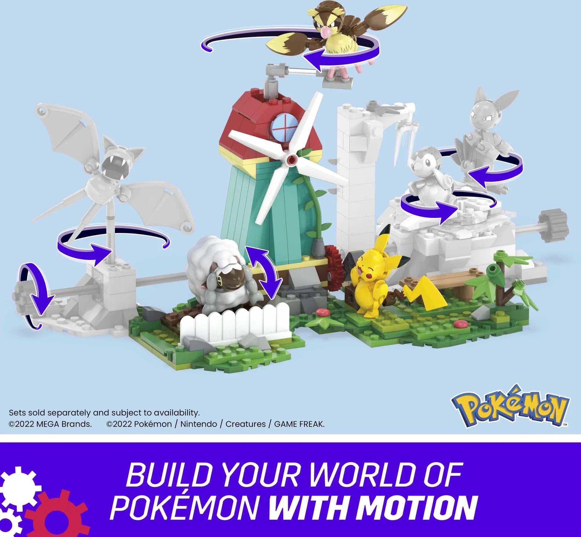 Pokemon Building Set, Countryside Windmill with 3 Poseable Action Figures (240 Pieces)