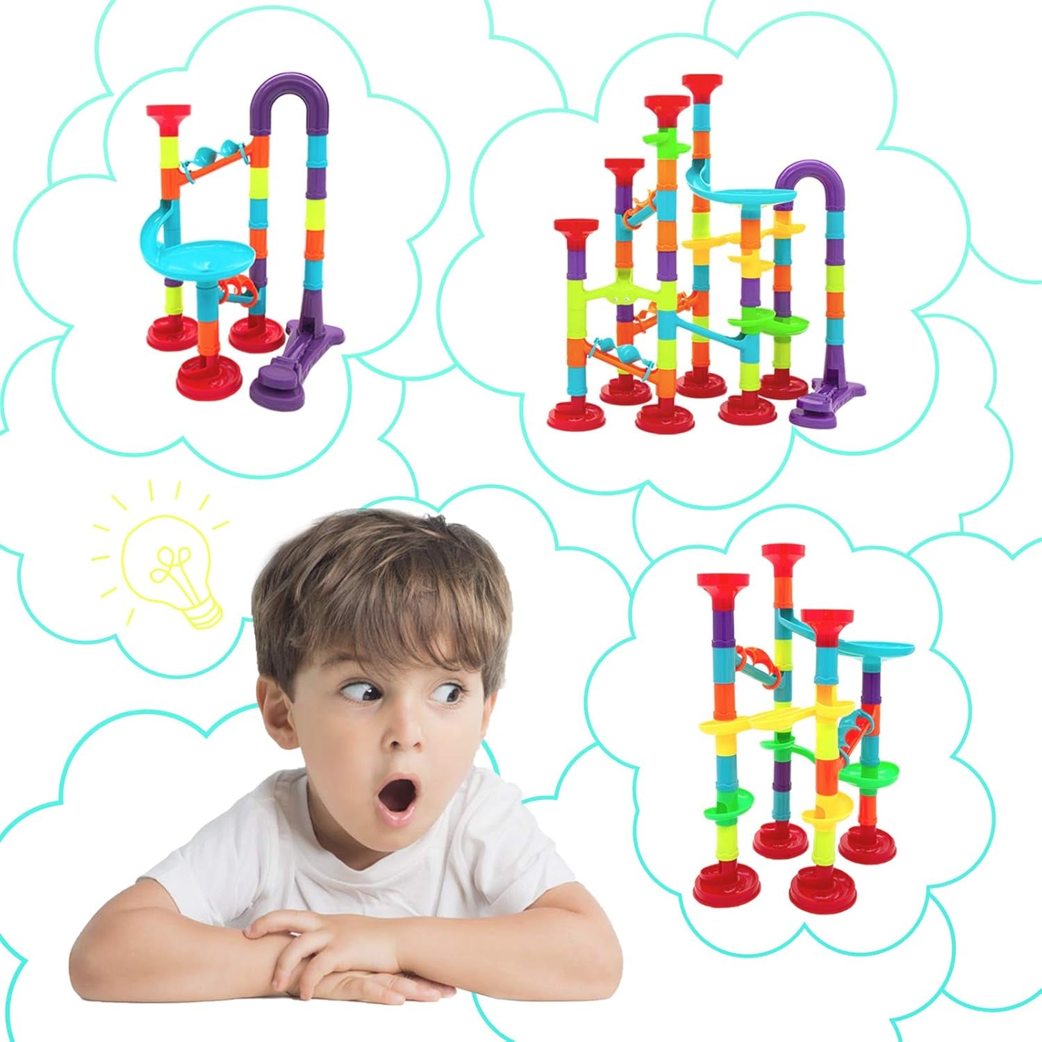 Marble Run Set for Kids - 93Pcs Marble Maze Track Race Game Construction Buliding Blocks Toys, STEM Educational Toys Gift for Boys Girls Age 3 to 12