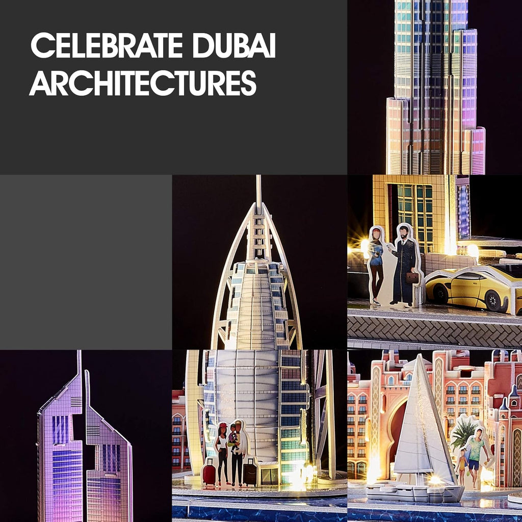 3D Puzzles for Kids Ages 8-10 LED Dubai Cityline, Arts and Crafts for Kids Ages 8-12 STEM Projects for Kids Ages 8-12 Gifts for 8 Year Old Toys for 8 Year Old Girls Lighting Architecture