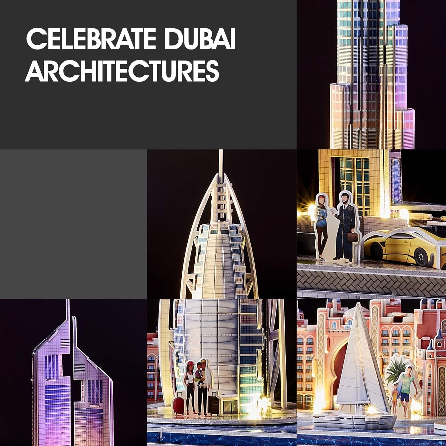 3D Puzzles for Kids Ages 8-10 LED Dubai Cityline, Arts and Crafts for Kids Ages 8-12 STEM Projects for Kids Ages 8-12 Gifts for 8 Year Old Toys for 8 Year Old Girls Lighting Architecture