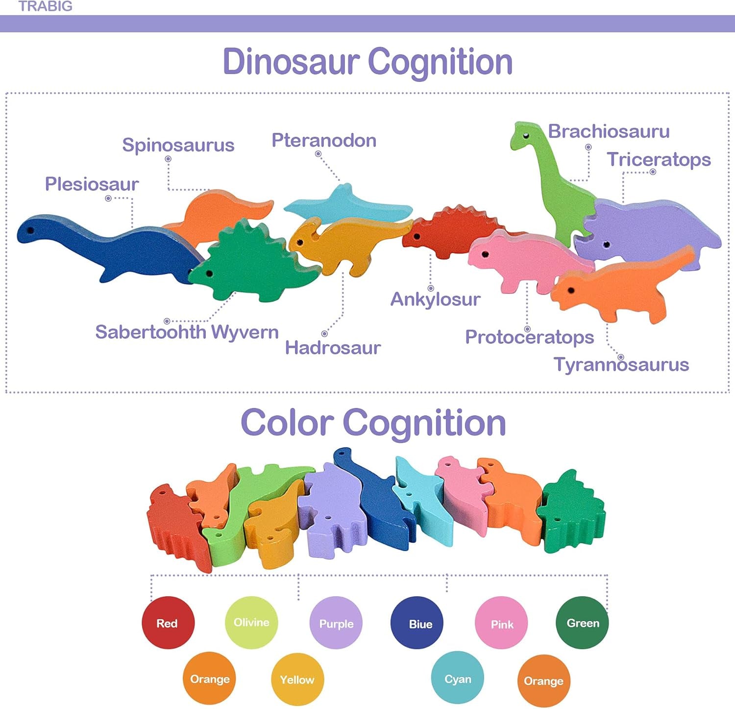 Dinosaur Wooden Blocks Stacking Toy for Kids, Wooden Animal Balance Stacking Game, Wooden Building Blocks for Concentration and Motor Skills Training, Best Birthday for Kids