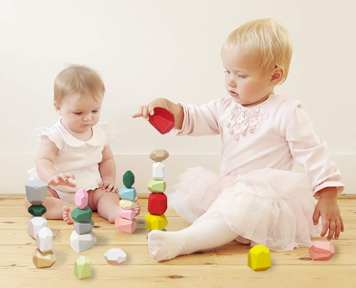 16Pcs Wooden Balancing Stacking Stones Rocks,, Balancing Wooden Stacking Blocks Toys, Preschool Toys Wooden Stacking Toys, Wood Stacking Game Building Block Toys Enhances Motor Skills