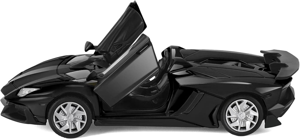Toy Car 1/32 Roadster Metal Die-Cast Model Car with Sound and Light for 3 4 5 6 7 Year Old Boy Toy (Black)