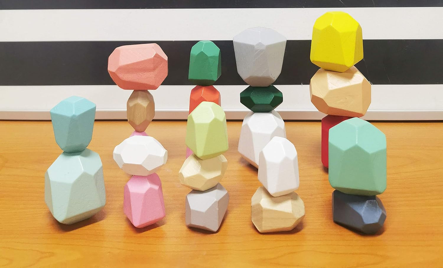 16Pcs Wooden Balancing Stacking Stones Rocks,, Balancing Wooden Stacking Blocks Toys, Preschool Toys Wooden Stacking Toys, Wood Stacking Game Building Block Toys Enhances Motor Skills