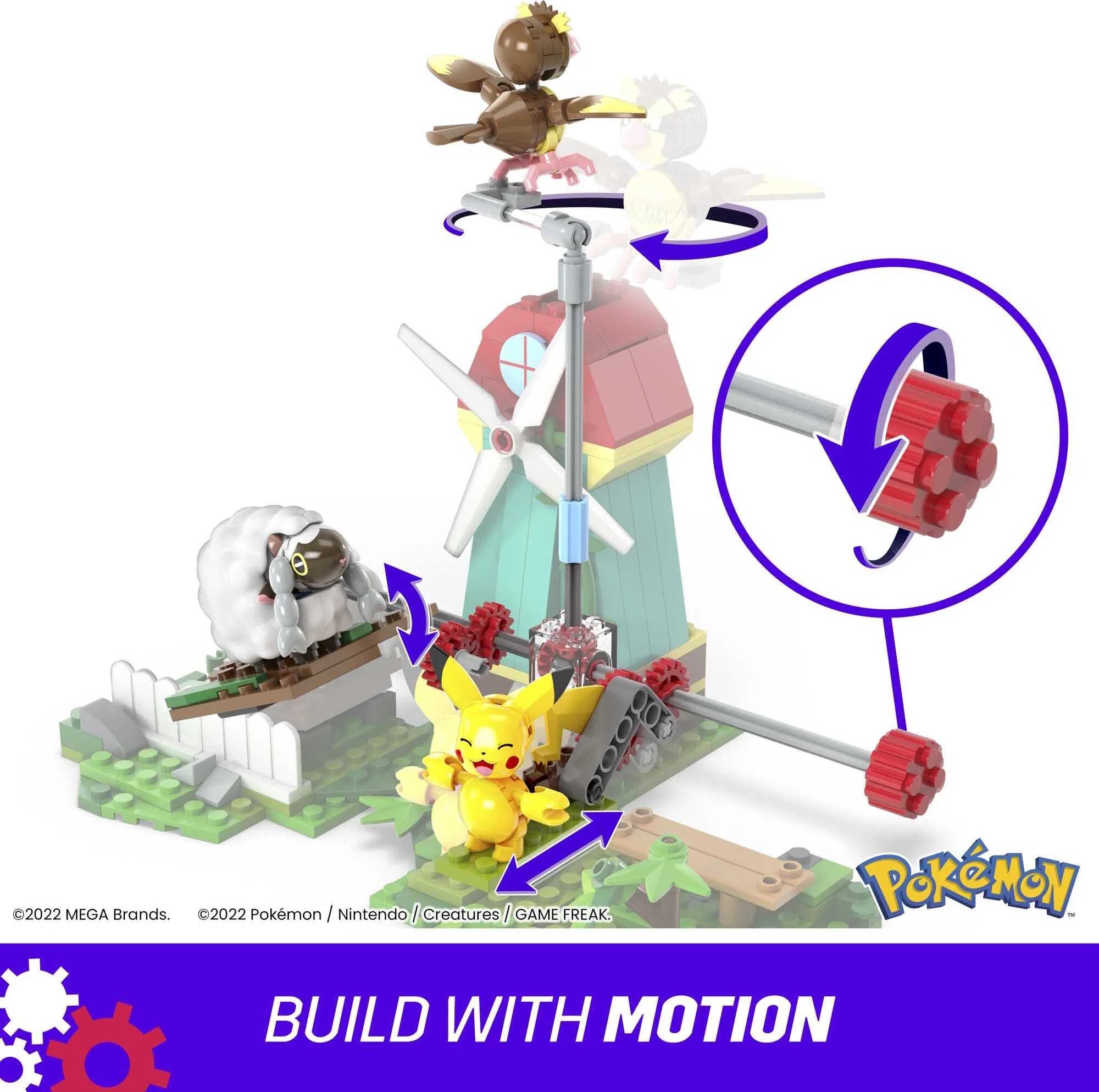 Pokemon Building Set, Countryside Windmill with 3 Poseable Action Figures (240 Pieces)