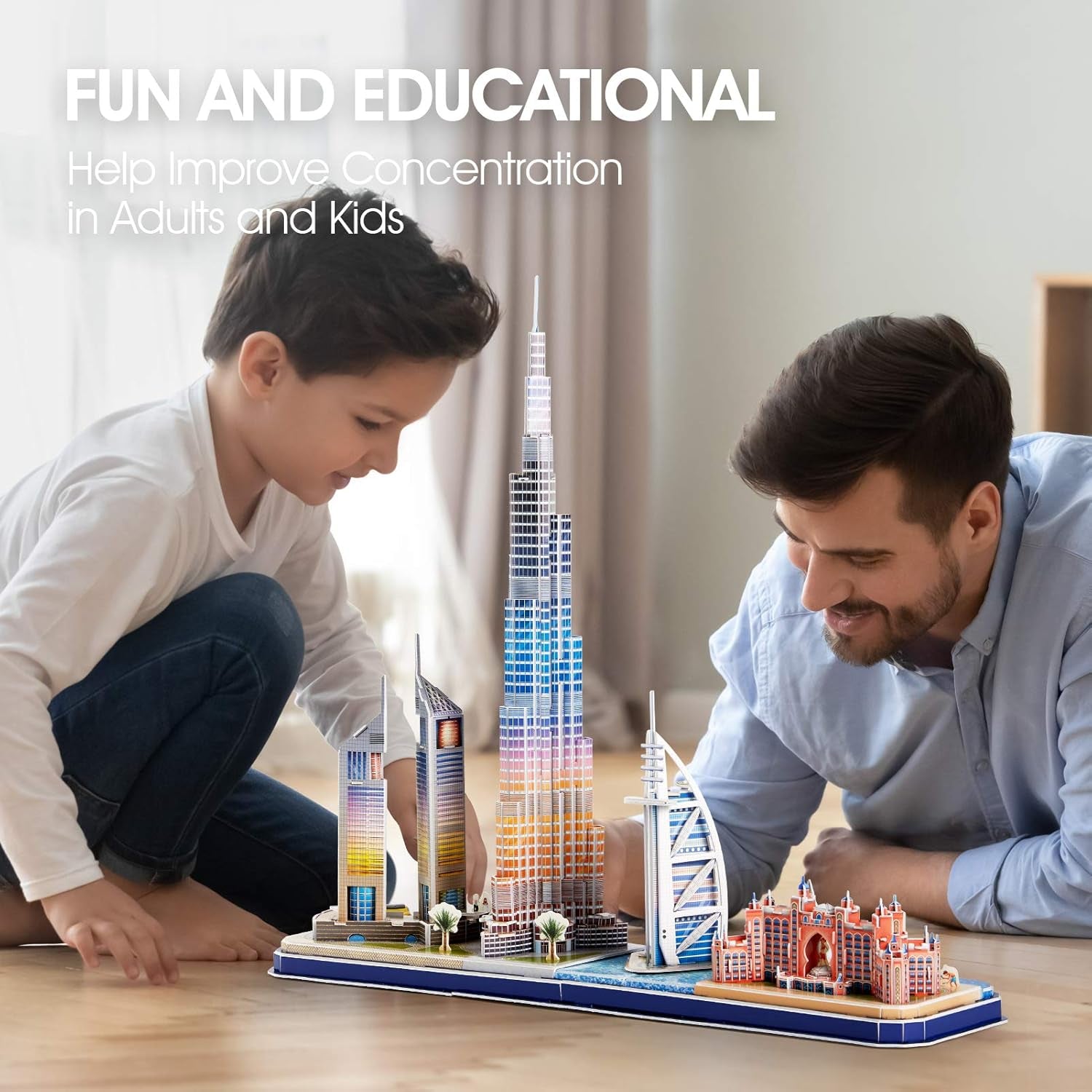 3D Puzzles for Kids Ages 8-10 LED Dubai Cityline, Arts and Crafts for Kids Ages 8-12 STEM Projects for Kids Ages 8-12 Gifts for 8 Year Old Toys for 8 Year Old Girls Lighting Architecture