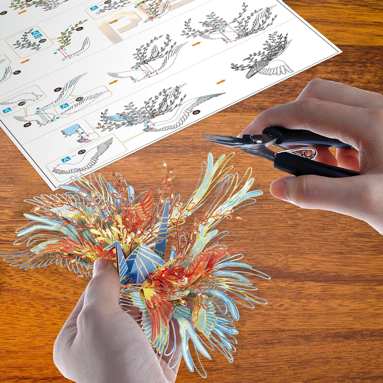 3D Metal Puzzles, Wish Cranes-Love Amulet Metal Model Kits, Brain Teaser DIY 3D Metal Cranes Building Kits for Adults, Challenge Puzzles Toys Gifts for Christmas Valentine'S Day, 34 Pcs