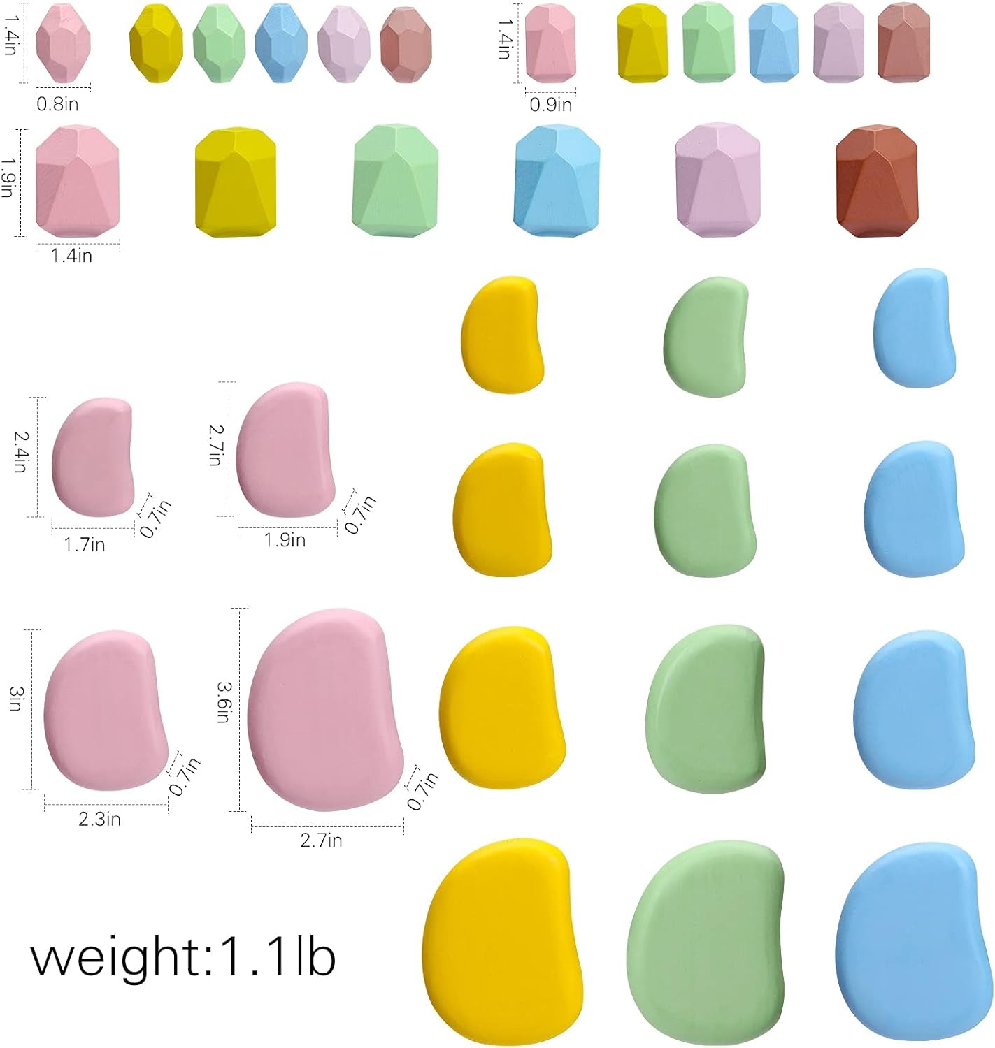 34Pcs Stacking Rocks Balancing Stones Wooden Stacking Toys for Toddler Montessori Sorting Game