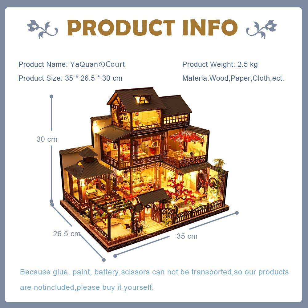 DIY Dollhouse Miniature Kit with Furniture, Miniature House Kit 3D Wooden Miniature House with Dust Cover and Music Movement, Miniature Dolls House Kit (P06)