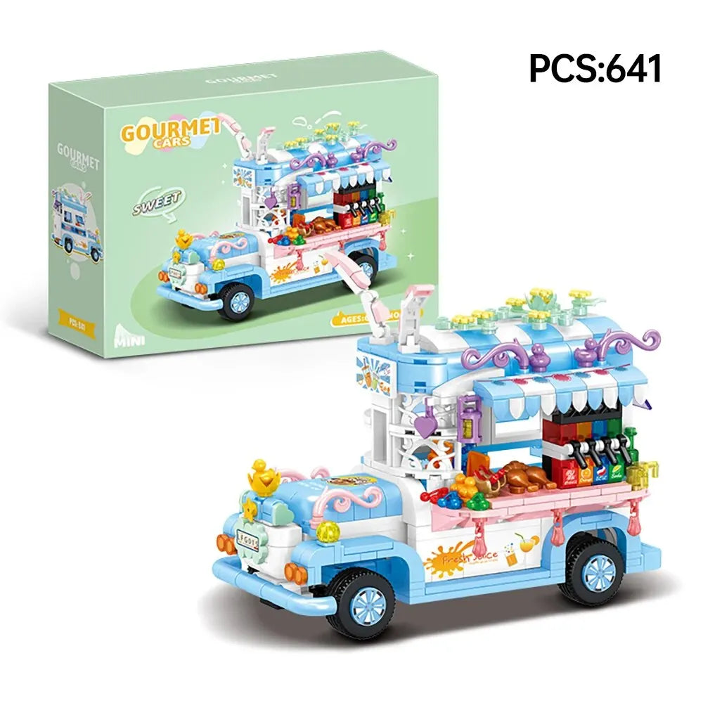 Toylinx 641PCS Building Blocks Mini Car Ice Cream Truck Model, Street View Series Christmas Xmas Best Gift for Girls with Box