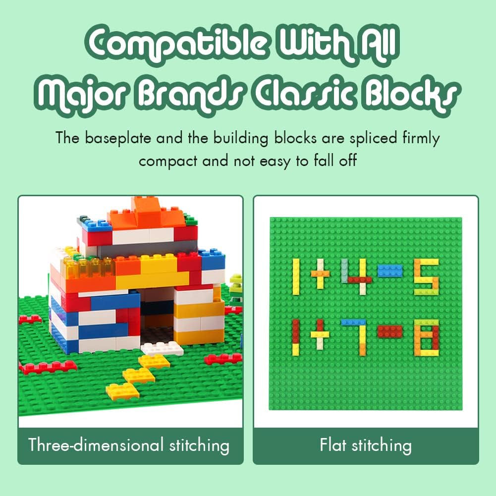 Classic Baseplates Building Base Plates for Building Bricks 100% Compatible with Major Brands-Baseplates 10" X 10", Pack of 12