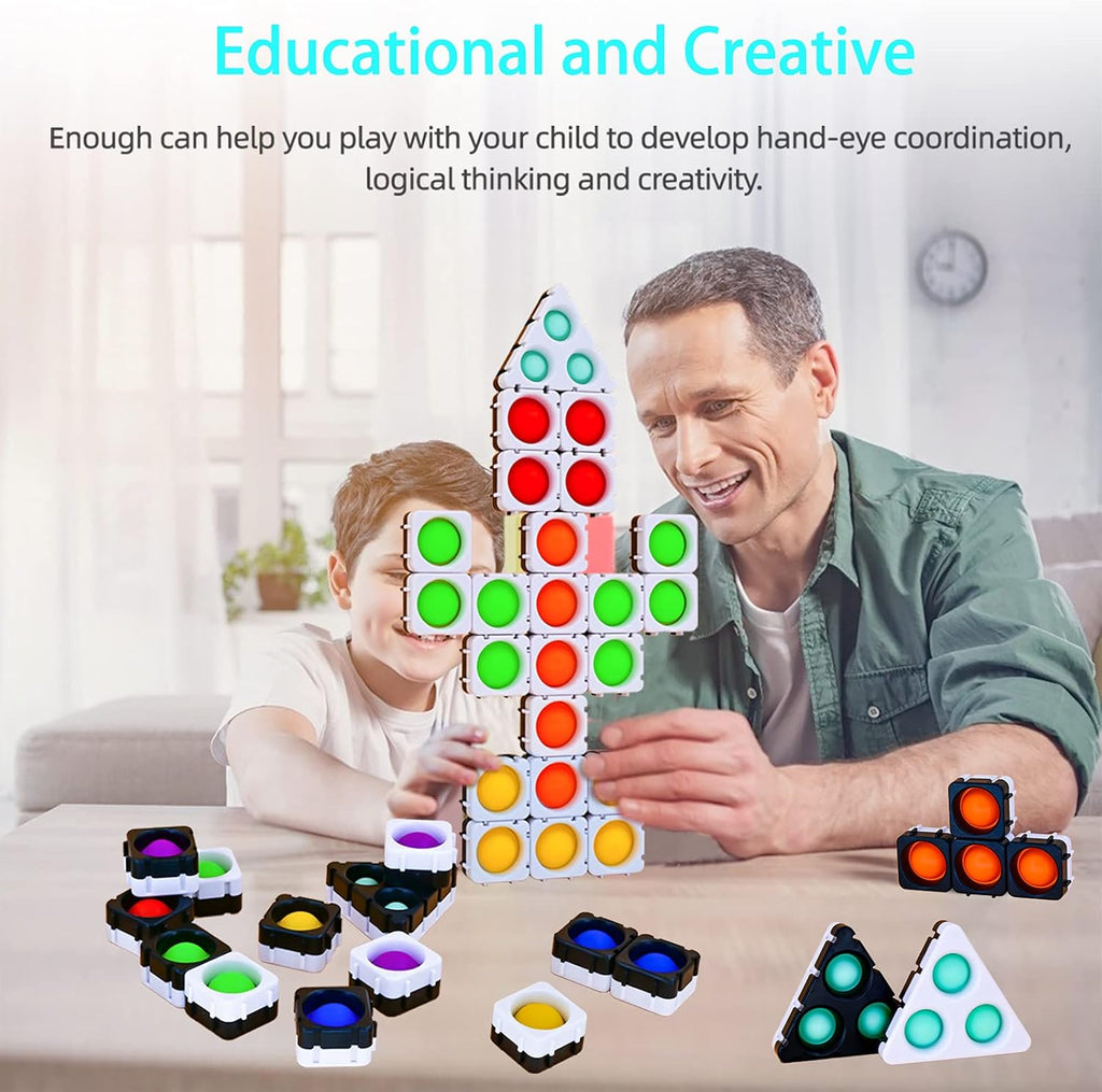 Pop Fidget Sensory Toys,  20 Pcs Puzzles Building Blocks Fidget Toys Pack Autism Stress Relief Toy for Kids Children Adults