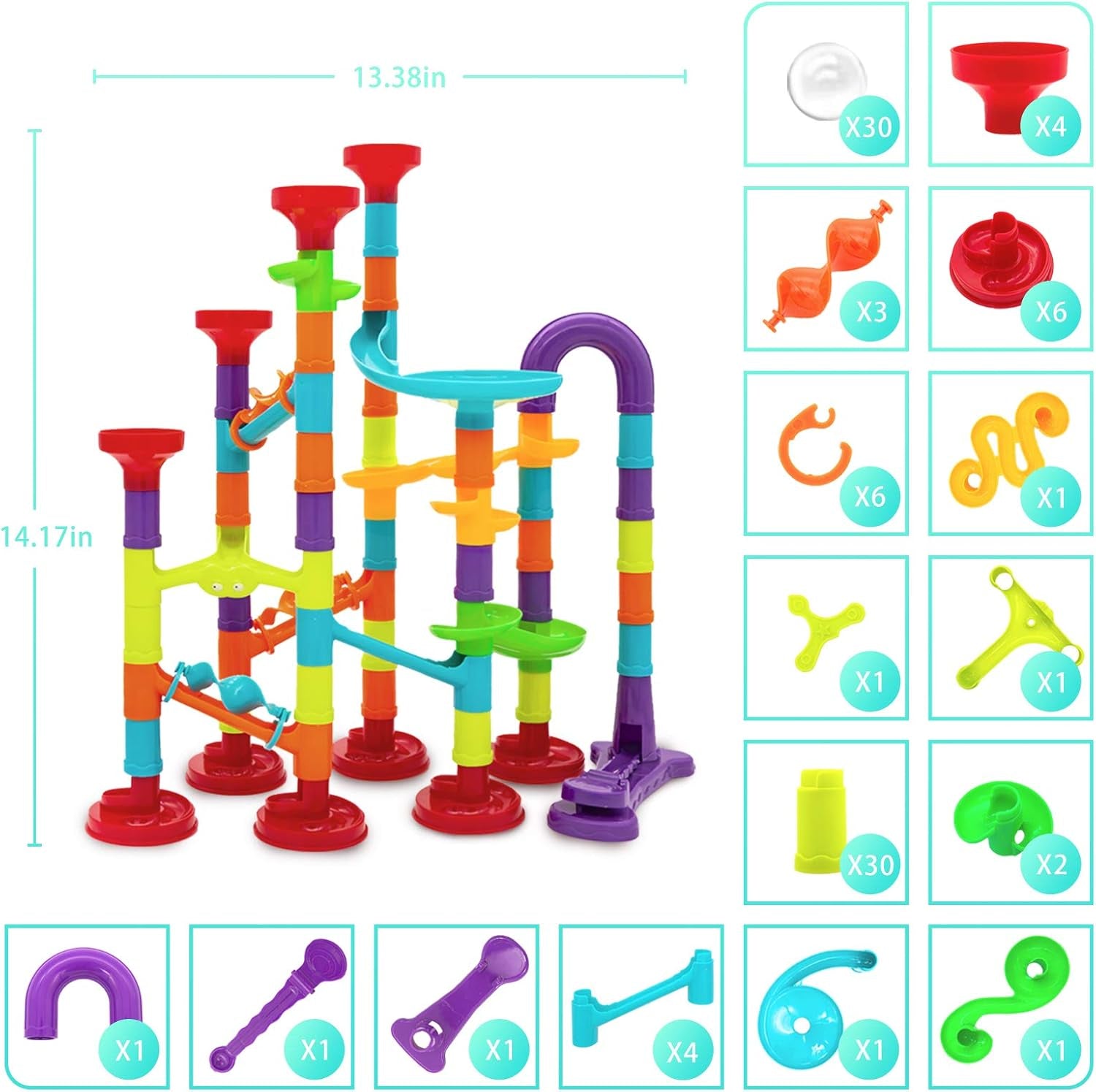 Marble Run Set for Kids - 93Pcs Marble Maze Track Race Game Construction Buliding Blocks Toys, STEM Educational Toys Gift for Boys Girls Age 3 to 12